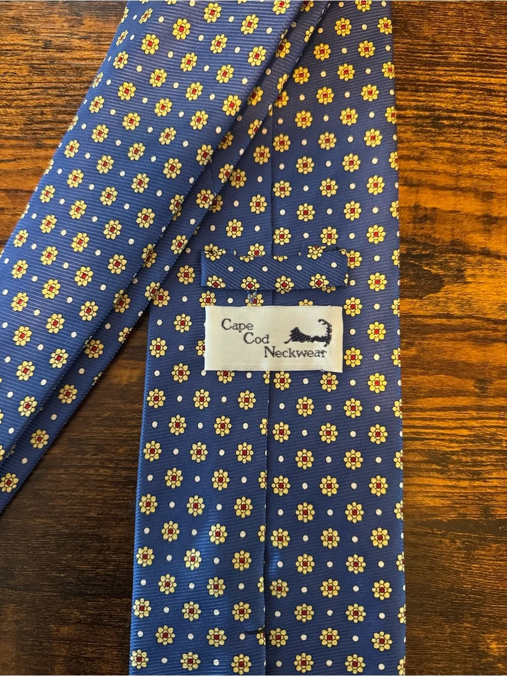 Cape Cod Neckwear Blue/yellow Floral Pattern Tie 100% silk